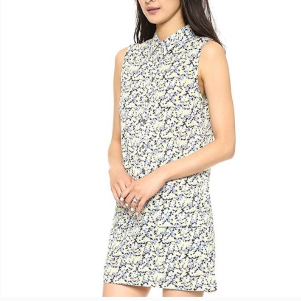 Equipment Floral Mini Dress in White and Navy Sz L